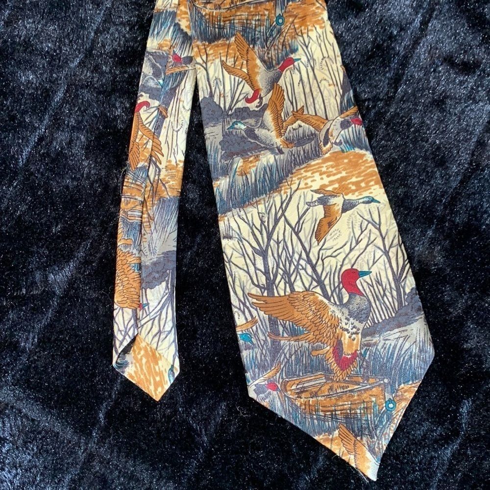 Dimoda Hand Made Duck Hunting Novelty Tie Wildlife Marsh Scene Mens OS